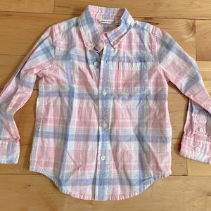 Janie and Jack Blue and Pink Plaid Button-down Shirt 2T